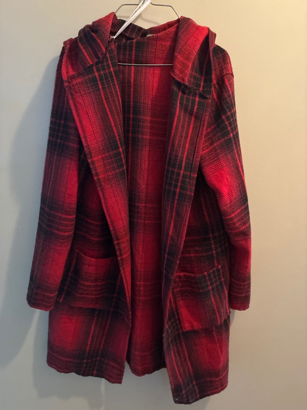 Red & black plaid cardigan